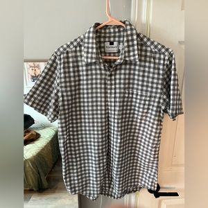 TOPMAN gray and white checkered button up